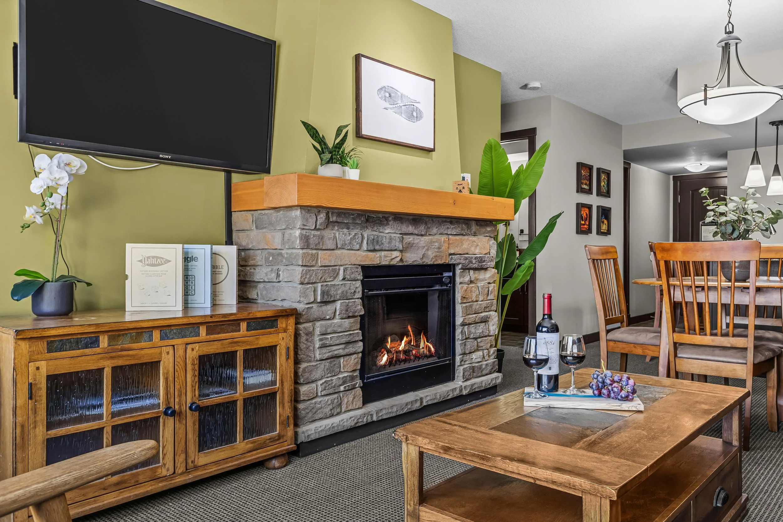 Cozy living room with fireplace