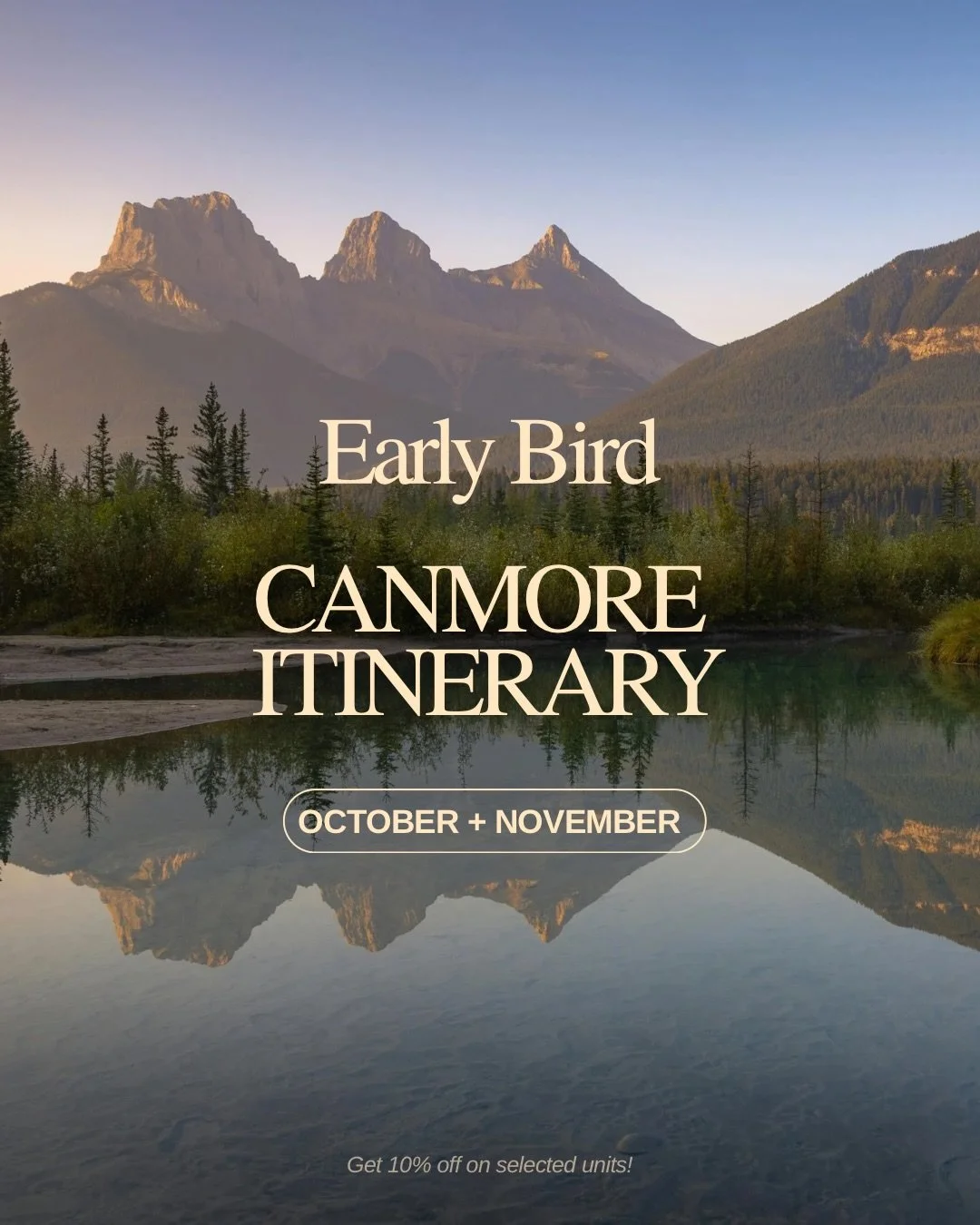 Save this for your fall escape! 🍂🏔️

October and November are made for a different kind of Canmore getaway &mdash; quieter trails, crisp mountain mornings, golden autumn views giving way to the first signs of winter, and a little more room to slow 