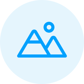 Placeholder image with a blue background and a stylized mountain and sun icon.