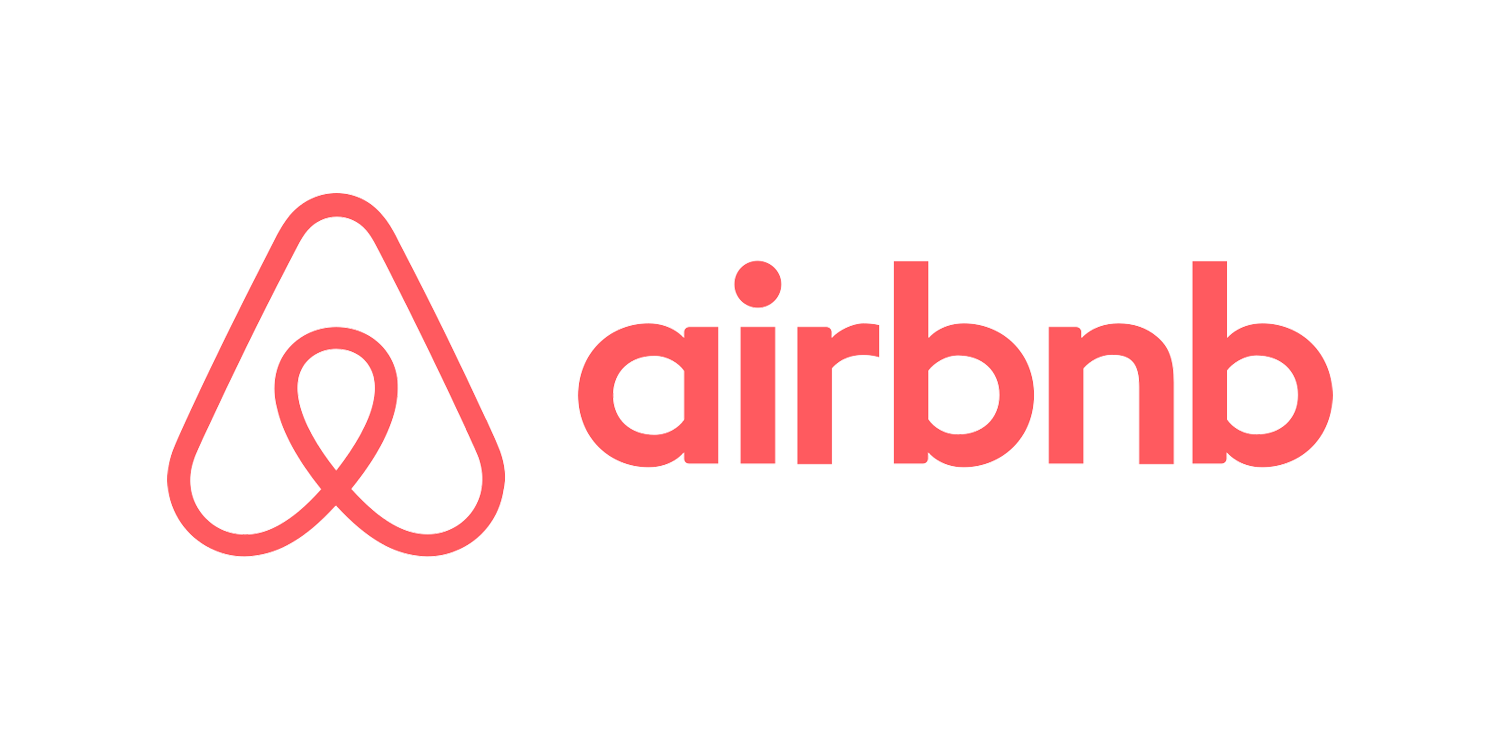 Airbnb logo with red outline heart-shaped symbol and the word 'airbnb' written in lowercase letters