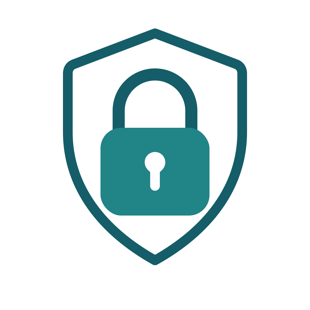 Security shield with a padlock icon representing cybersecurity and data protection