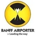 Banff Airporter logo with a yellow and black design and the words 'Banff Airporter' and 'Leading the way'