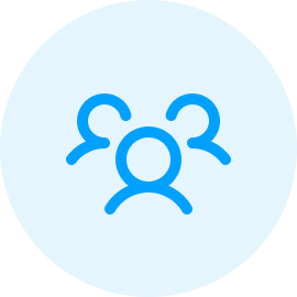 A blue circular icon with a white outline of a paw print with four toes and a pad in the center.