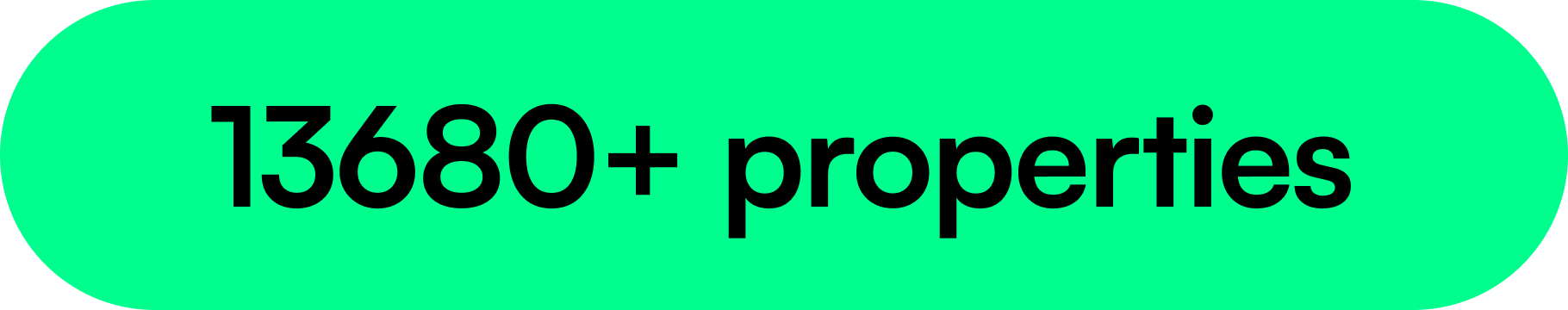 Green button with black text stating '1360+ properties'