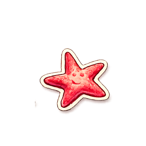 A red star-shaped cookie with a cute smiling face and closed eyes