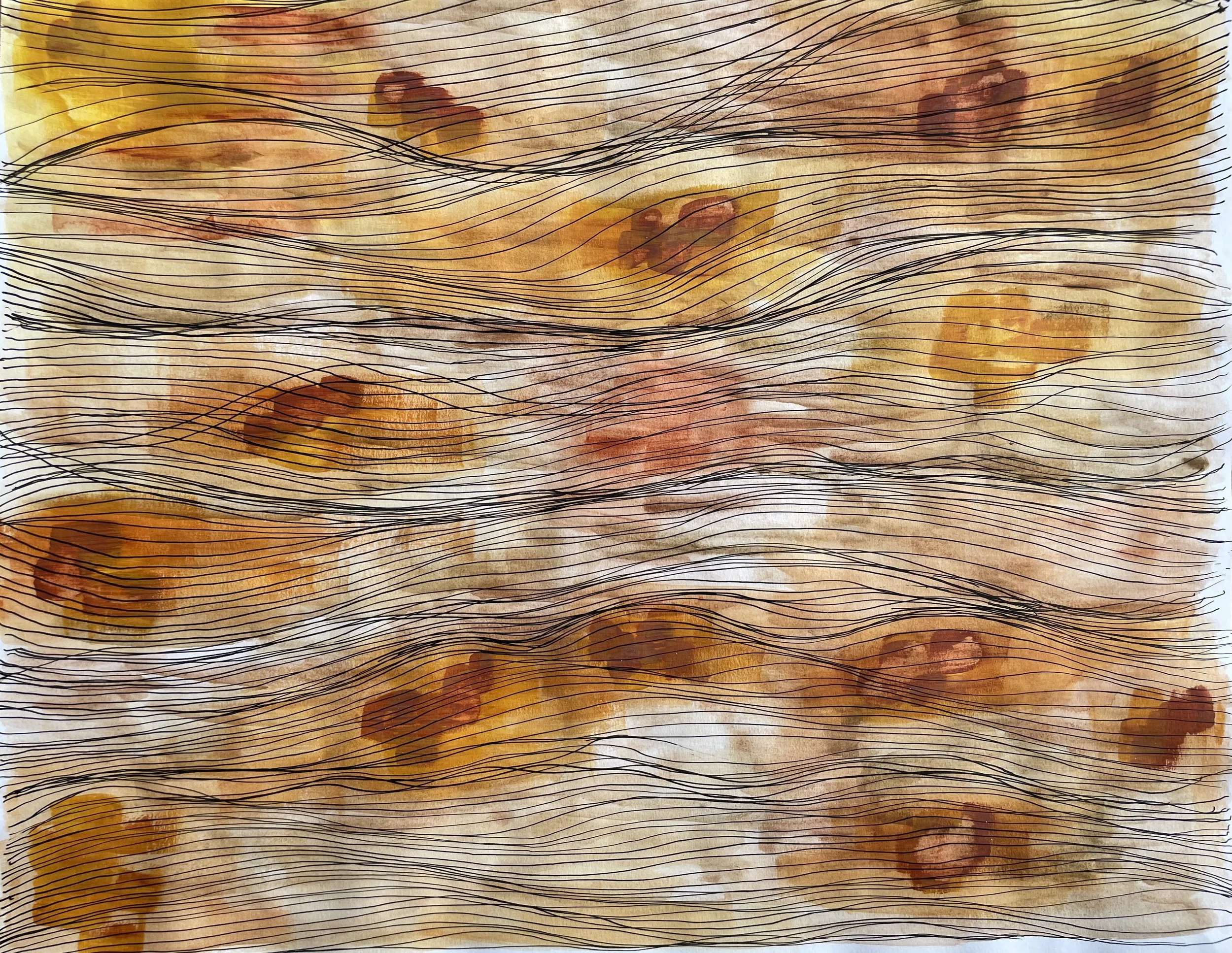 A Study in Lines 1 - Watercolor and ink on paper