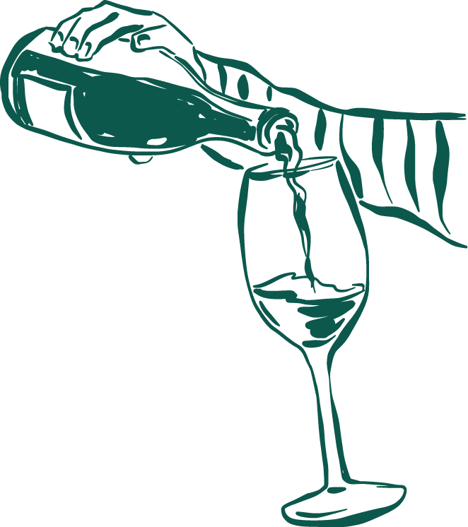 A hand pouring champagne into a glass.