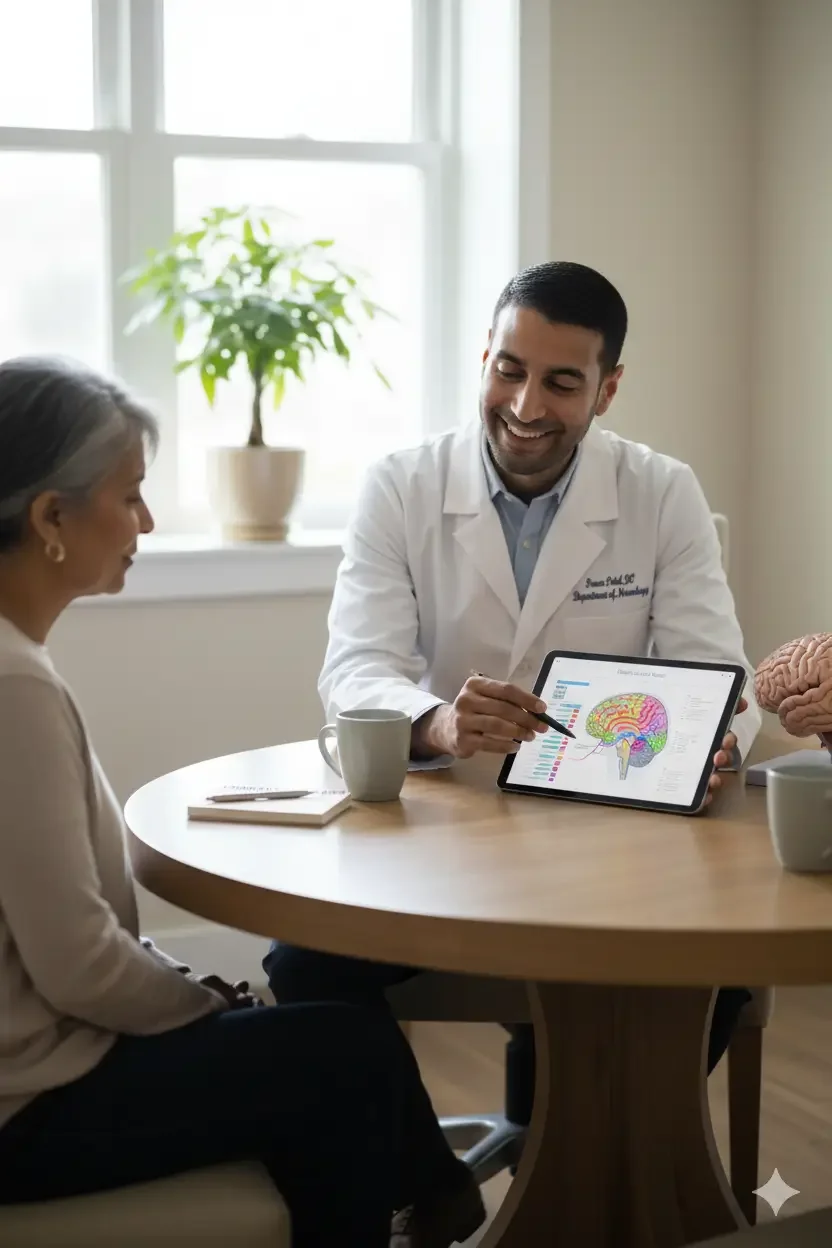 Neurologist in Quakertown and Main Line describing brain to patient