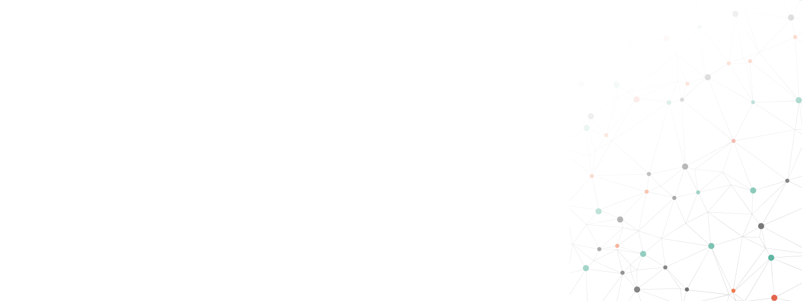 Abstract digital network pattern with connected dots and lines in soft colors on a white background.