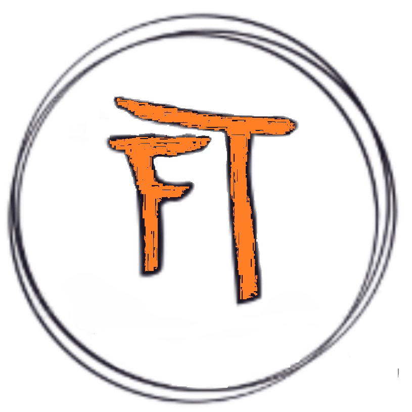 Logo with orange letters 'F T' inside a black circular outline.