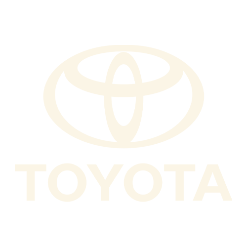 White Toyota logo and text on a black background.