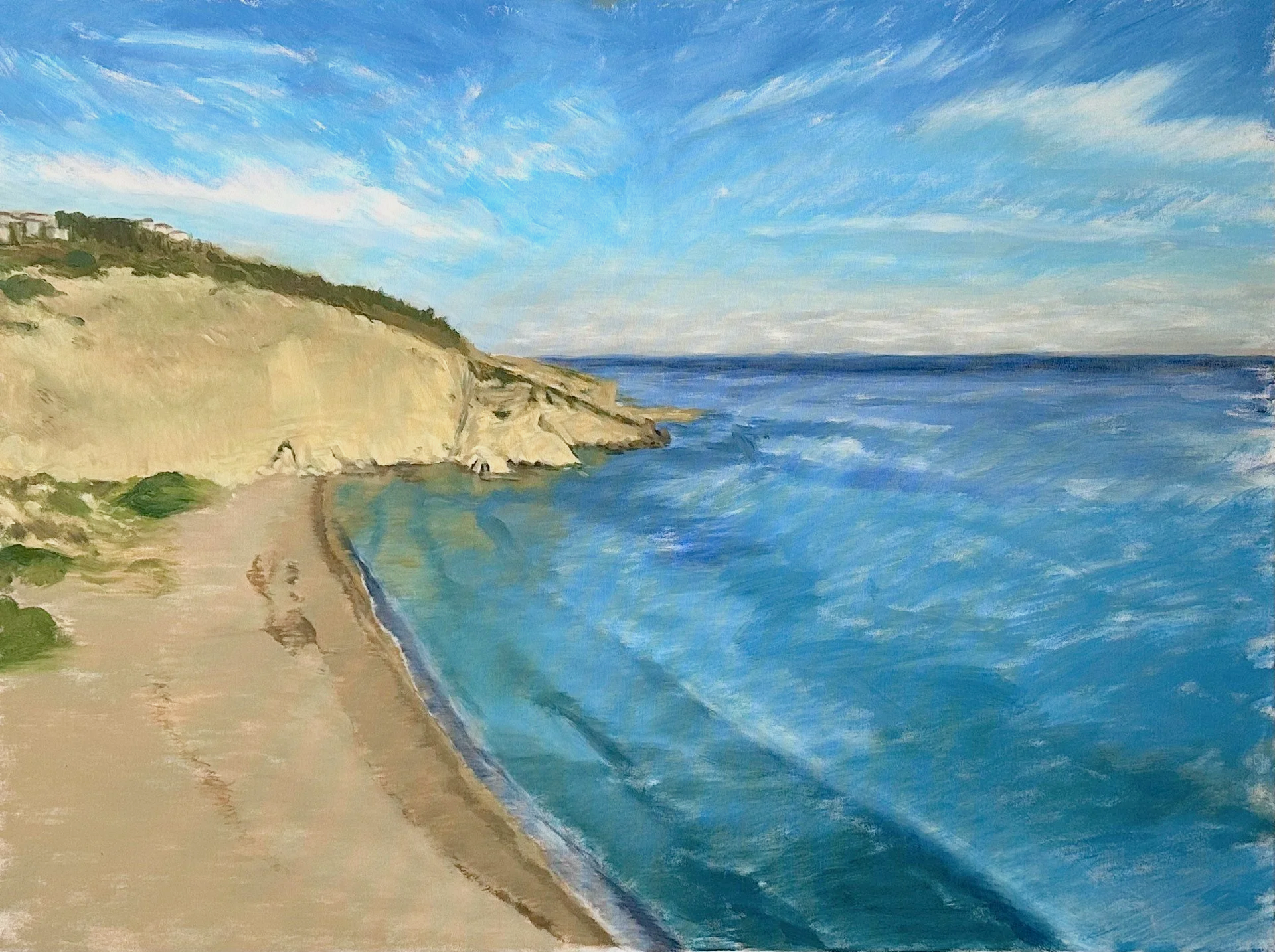 The beach over the cliff, or: Fuck the pressure to constantly justify my existence, 2026 
Oil on Canvas
75 x 100 cm.