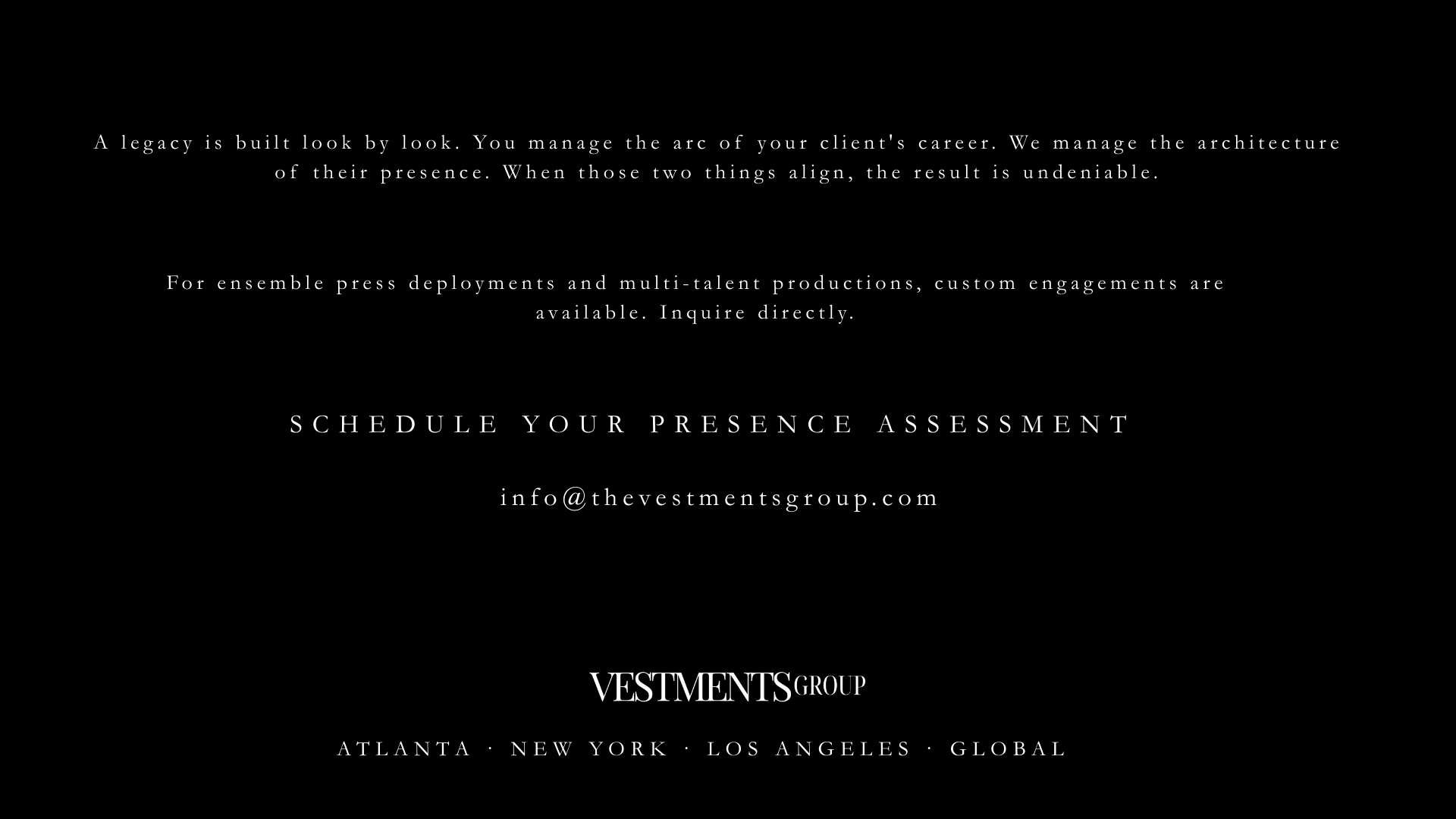 The Vestments Group | Presence Suite - info@thevestmentsgroup.com
