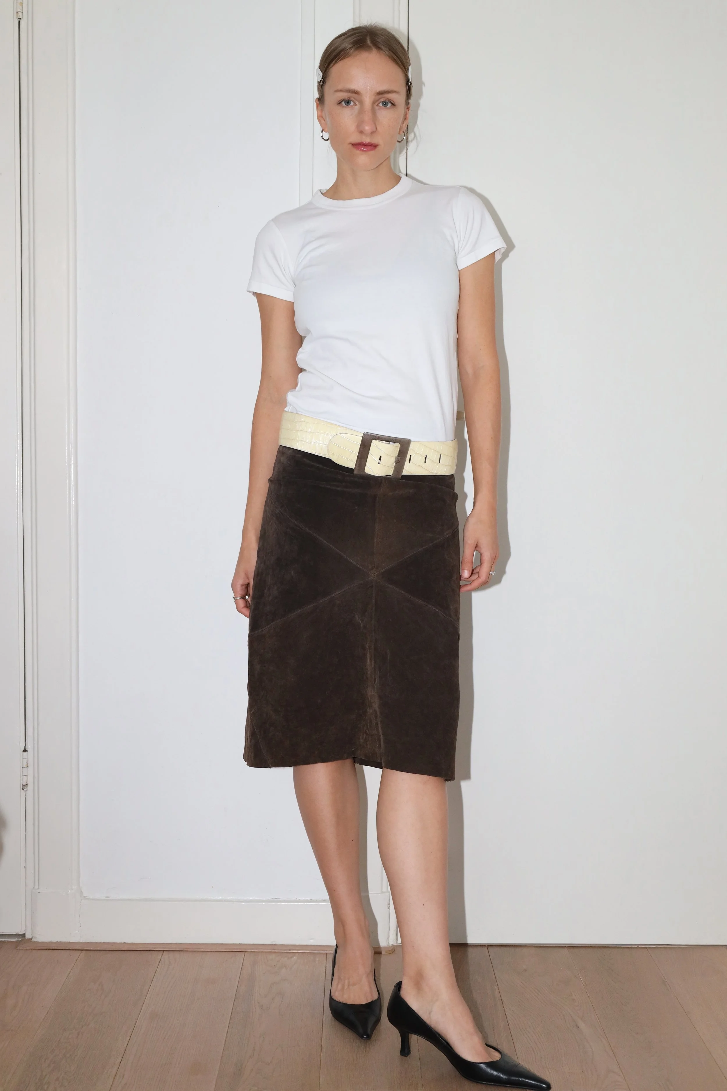 DIAMOND SUEDE MIDI SKIRT