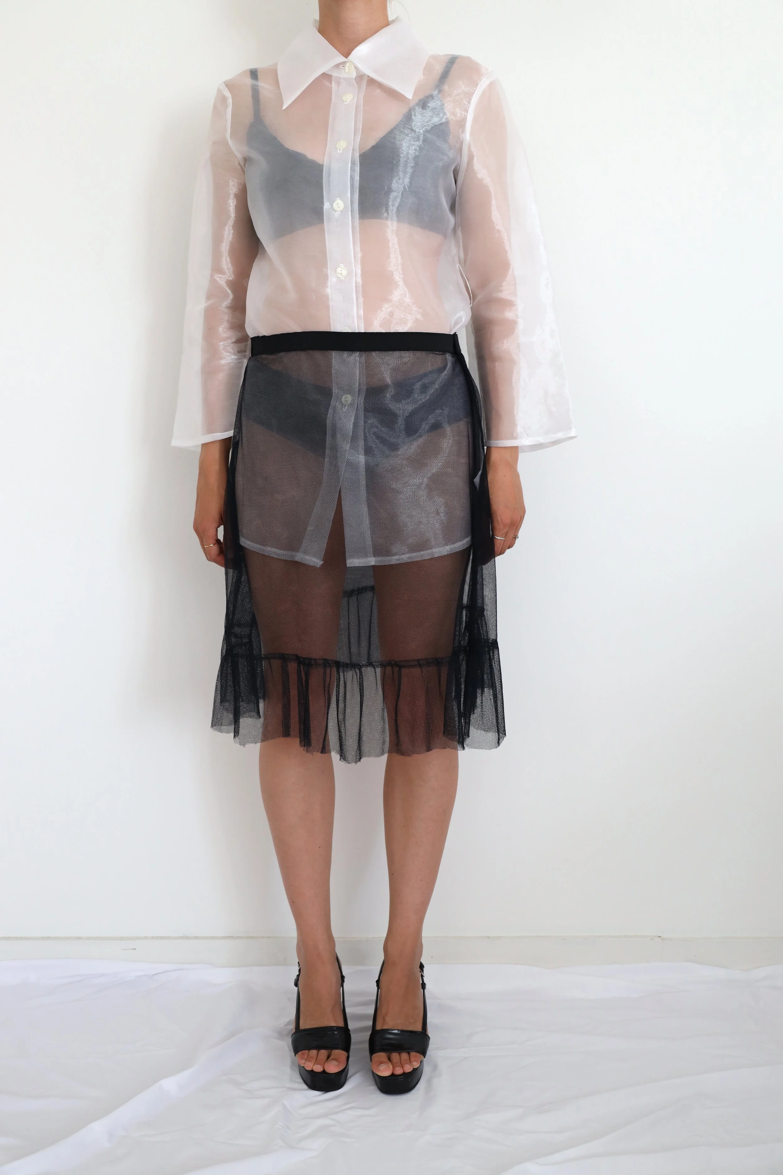 SHEER RUFFLED SKIRT
