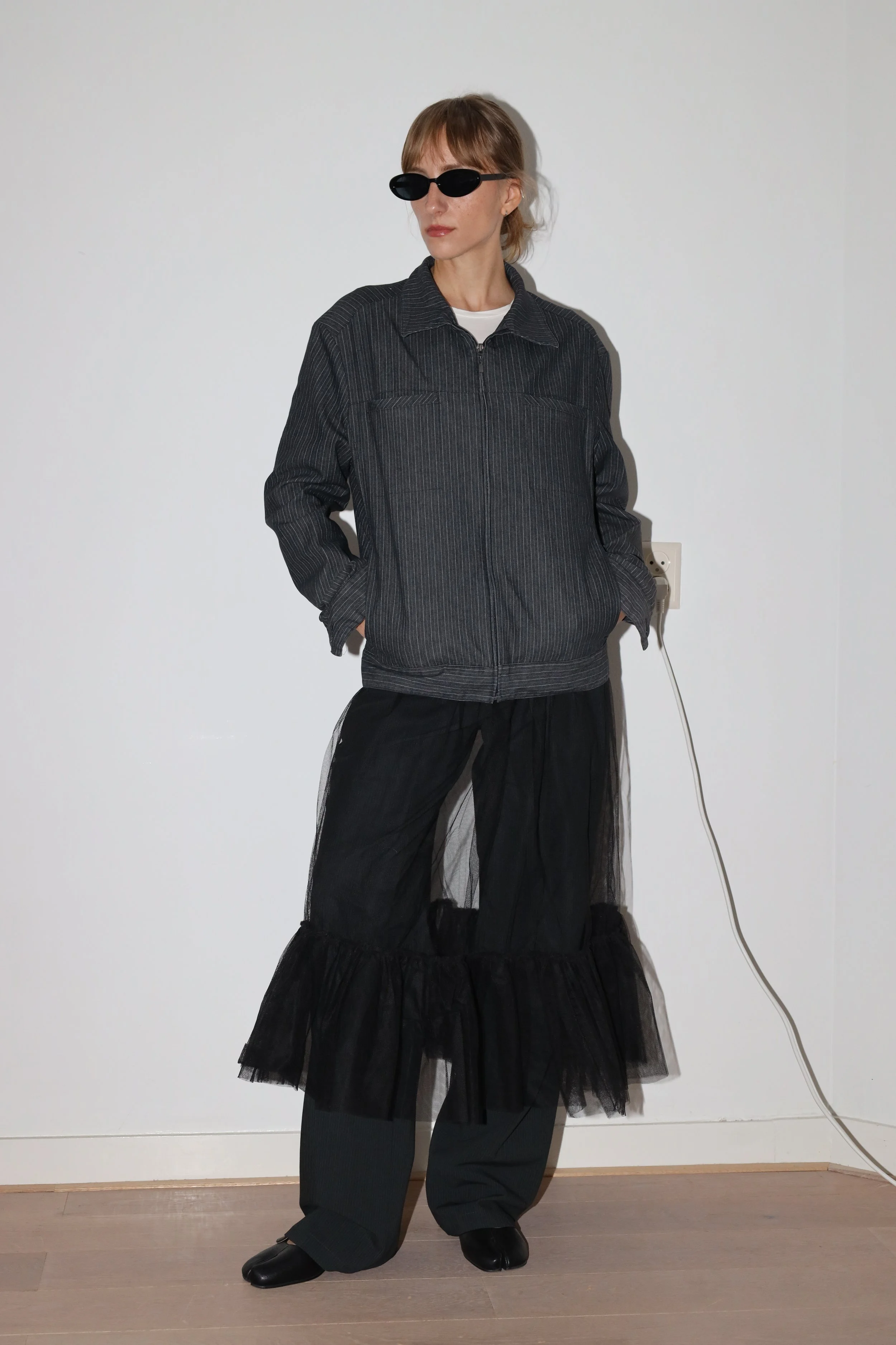 PINSTRIPE ZIPPER JACKET