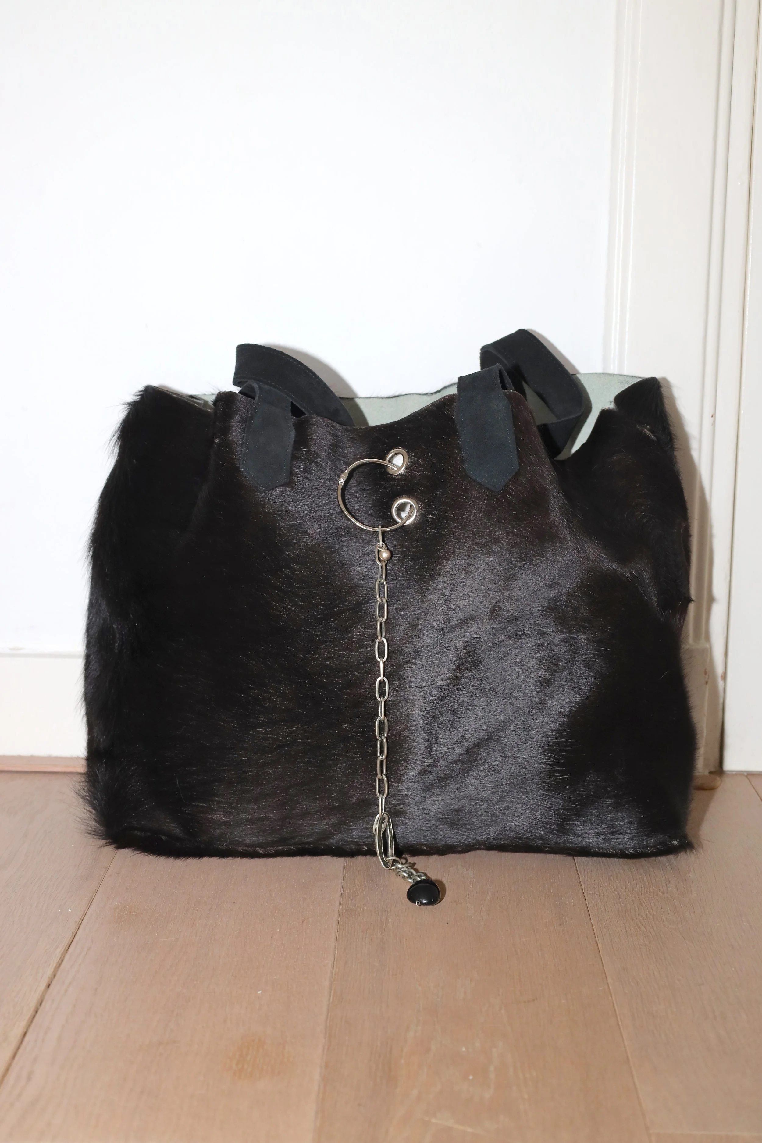 UPCYCLED COWHIDE HOBO BAG