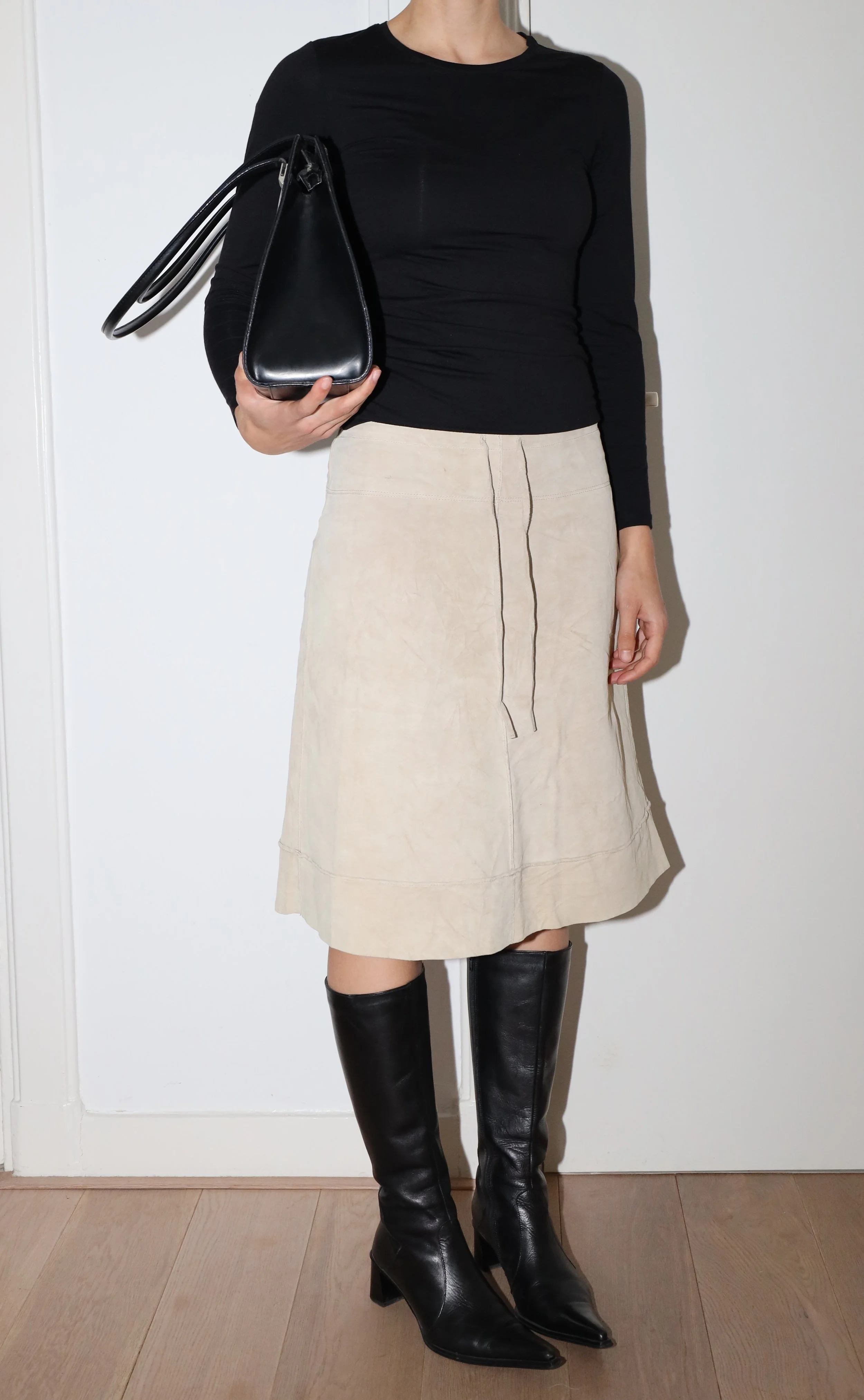 A-LINE SUEDE MIDI SKIRT