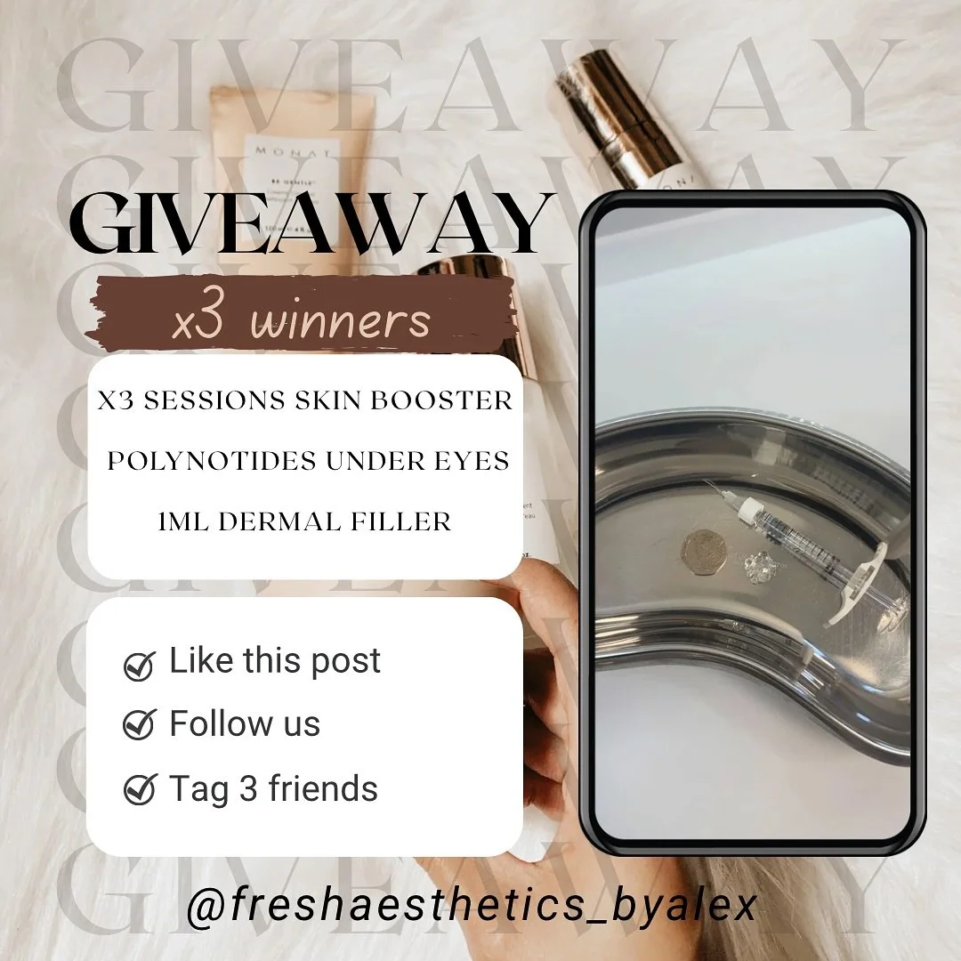 GIVEAWAY ALERT! ✨
Ready to glow up? 💉💫 We’re giving THREE lucky winners the chance to win a FREE facial aesthetics treatment! 💕 Whether it’s smoother skin, plumper lips, or a fresh faced boost — this one’s for YOU!
How to