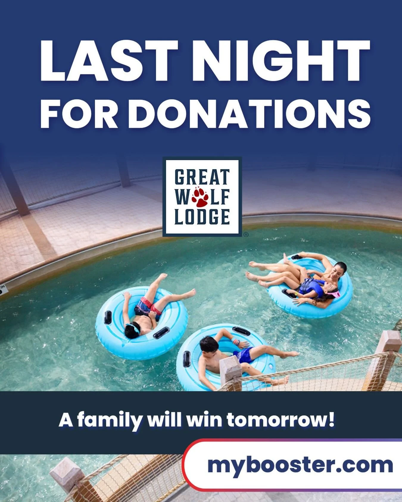 🚨Last chance to participate in Swampscott Elementary Fun Run and unlock a day pass to Great Wolf Lodge! 🚨Share your page tonight to get your final entries in the grand prize giveaway - a FREE night stay at Great Wolf Lodge. We are SO CLOSE to reach