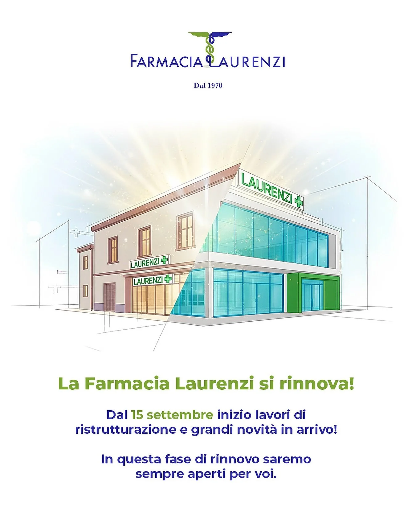💚 Grandi cambiamenti sono all&rsquo;orizzonte: seguici per non perderti nulla!

#farmacialaurenzi #farmacia #novit&agrave;