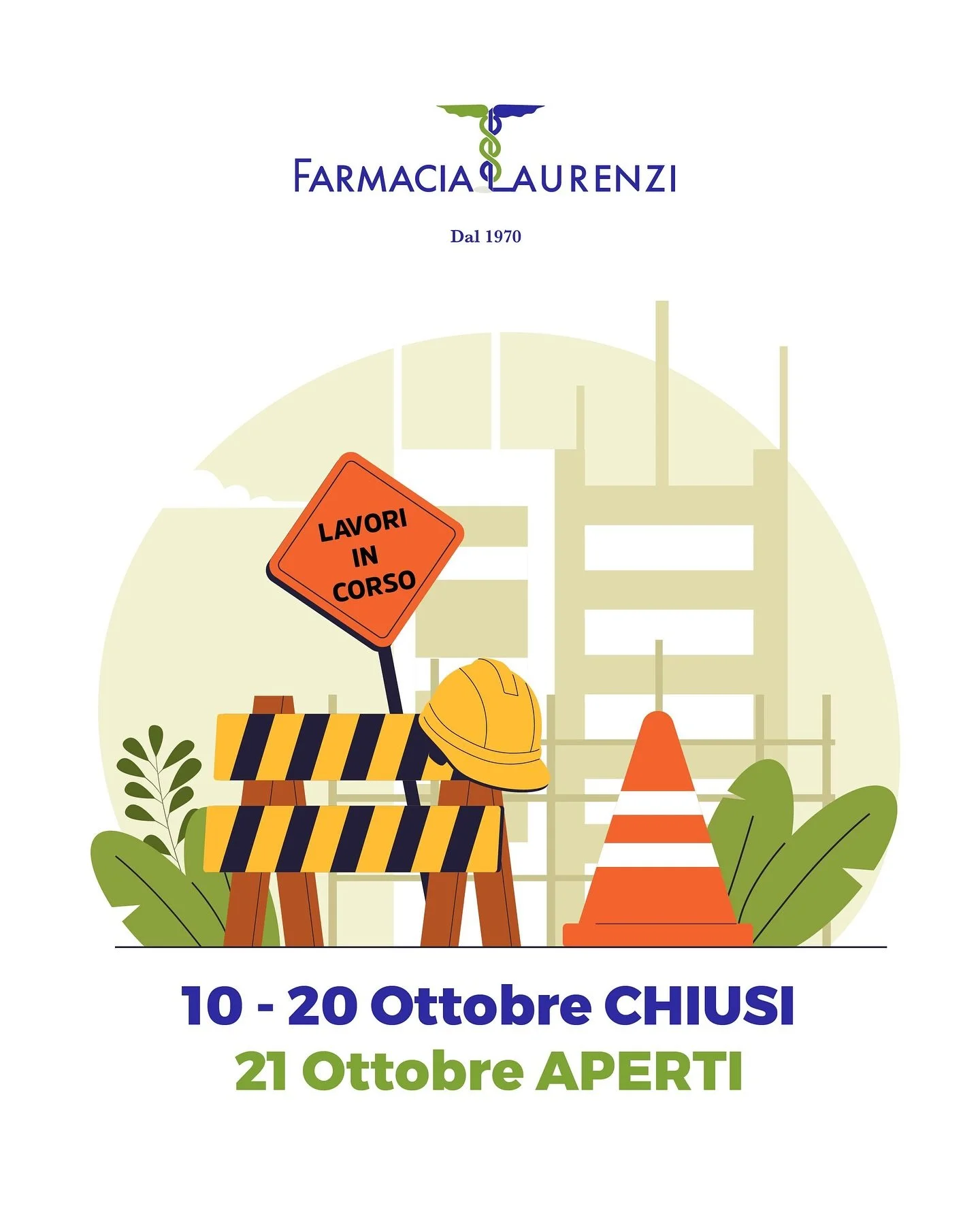 🚧 Chiuso per lavori 🚧

Dal 10 al 20 ottobre la Farmacia Laurenzi si rinnova!

Per permetterci di offrirvi sempre il miglior servizio possibile abbiamo bisogno di un po&rsquo; di tempo per fare qualche upgrade al magazzino automatico 🗄️

Non vi pre