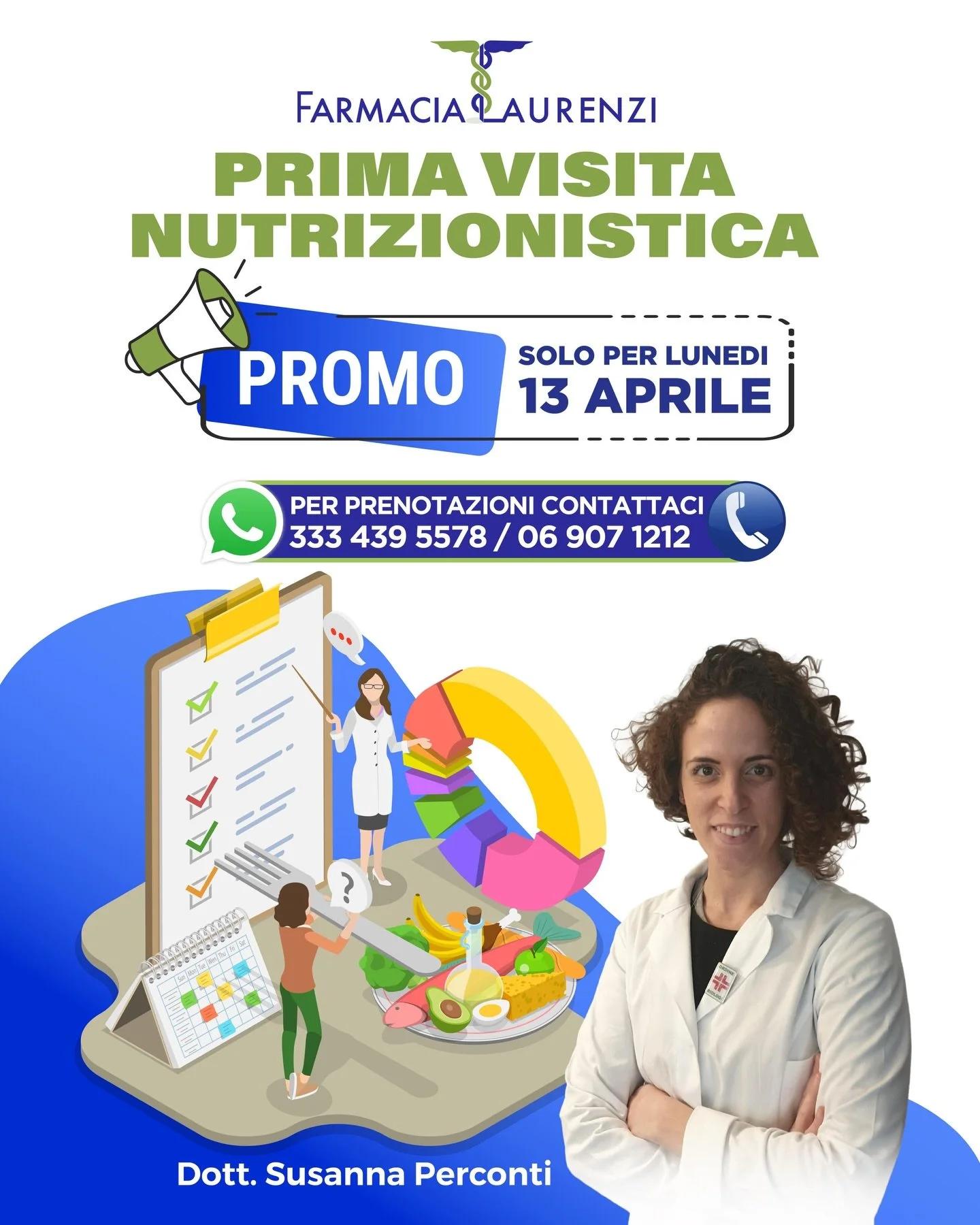 Con la nuova apertura del nostro centro servizi &egrave; il momento giusto per prenderti cura della tua alimentazione e del tuo benessere ✨

Approfitta della prima visita nutrizionistica in promo con la Dott.ssa Susanna Perconti!

📅 Luned&igrave; 13