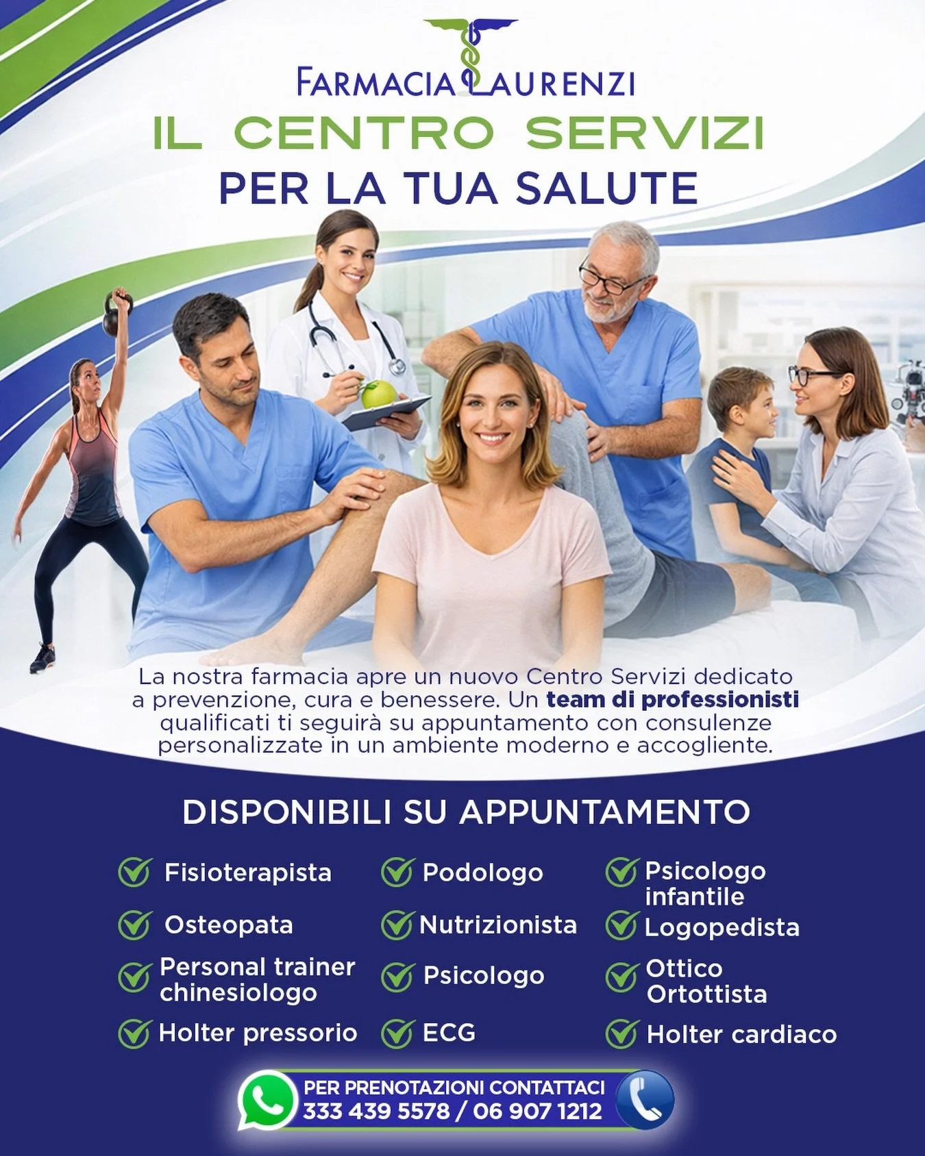Alla Farmacia Laurenzi, la tua salute e il tuo benessere sono davvero al centro di tutto ⚕️✨

Un Centro Servizi dedicato pensato per offrirti supporto, prevenzione e cura, con un team di professionisti pronti ad accompagnarti in ogni esigenza 🩺

Dal