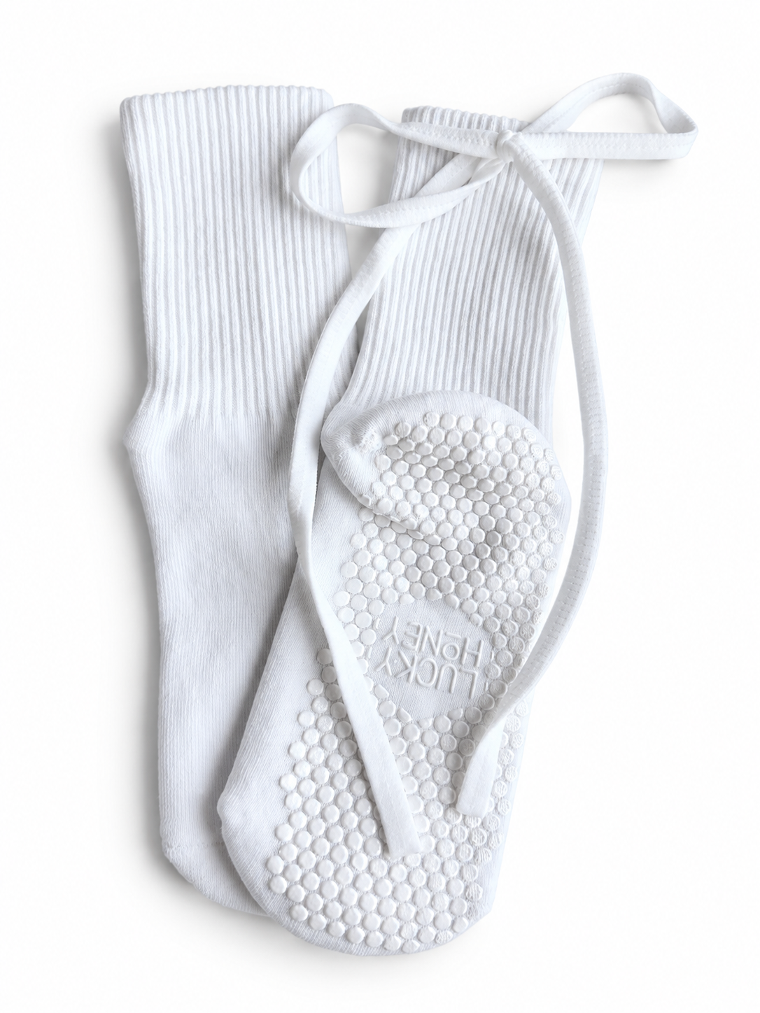 Lucky Honey Grip Socks - Nina - White