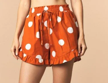 Wide Polka Dot Mini Ruffle Short