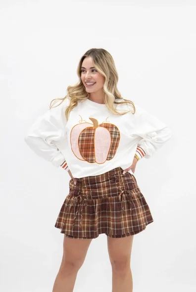 Pumpkin White Long-Sleeve Top