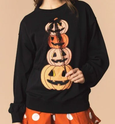 Multi Printed 'Pumkin' Tower Flag Patches Sweatshirts