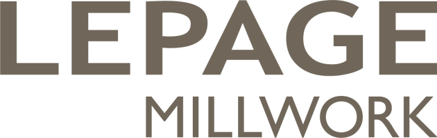 Texte en noir et gris avec les mots 'LE PAGE', 'MILL WORK', et d'autres mots partiellement visibles.