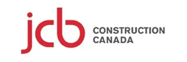 Logo de JCB Construction Canada avec le texte en noir à côté.