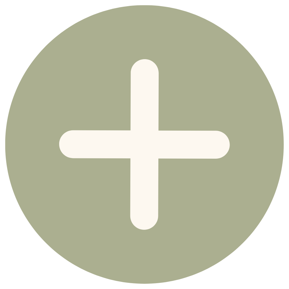 Un bouton rond avec un symbole '+' blanc au centre, sur un fond grisâtre.