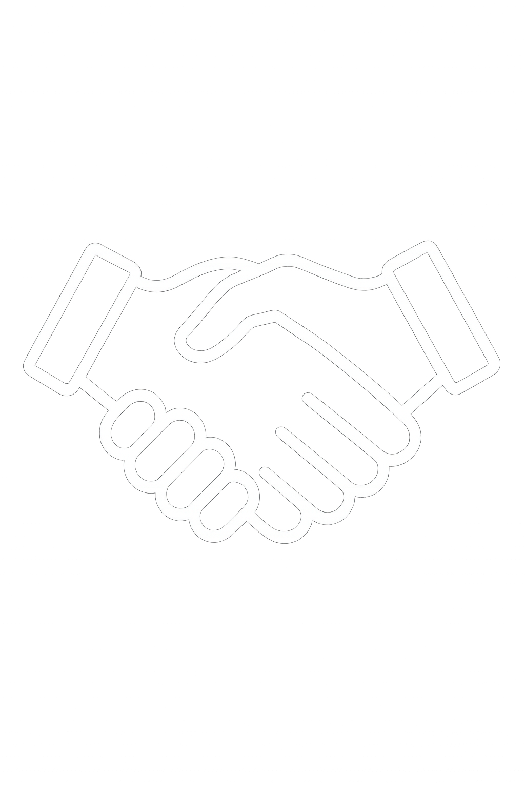 Outline of two hands shaking, representing a handshake.