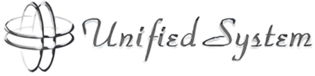 Logo with a globe and orbit lines next to the text 'Unified System'