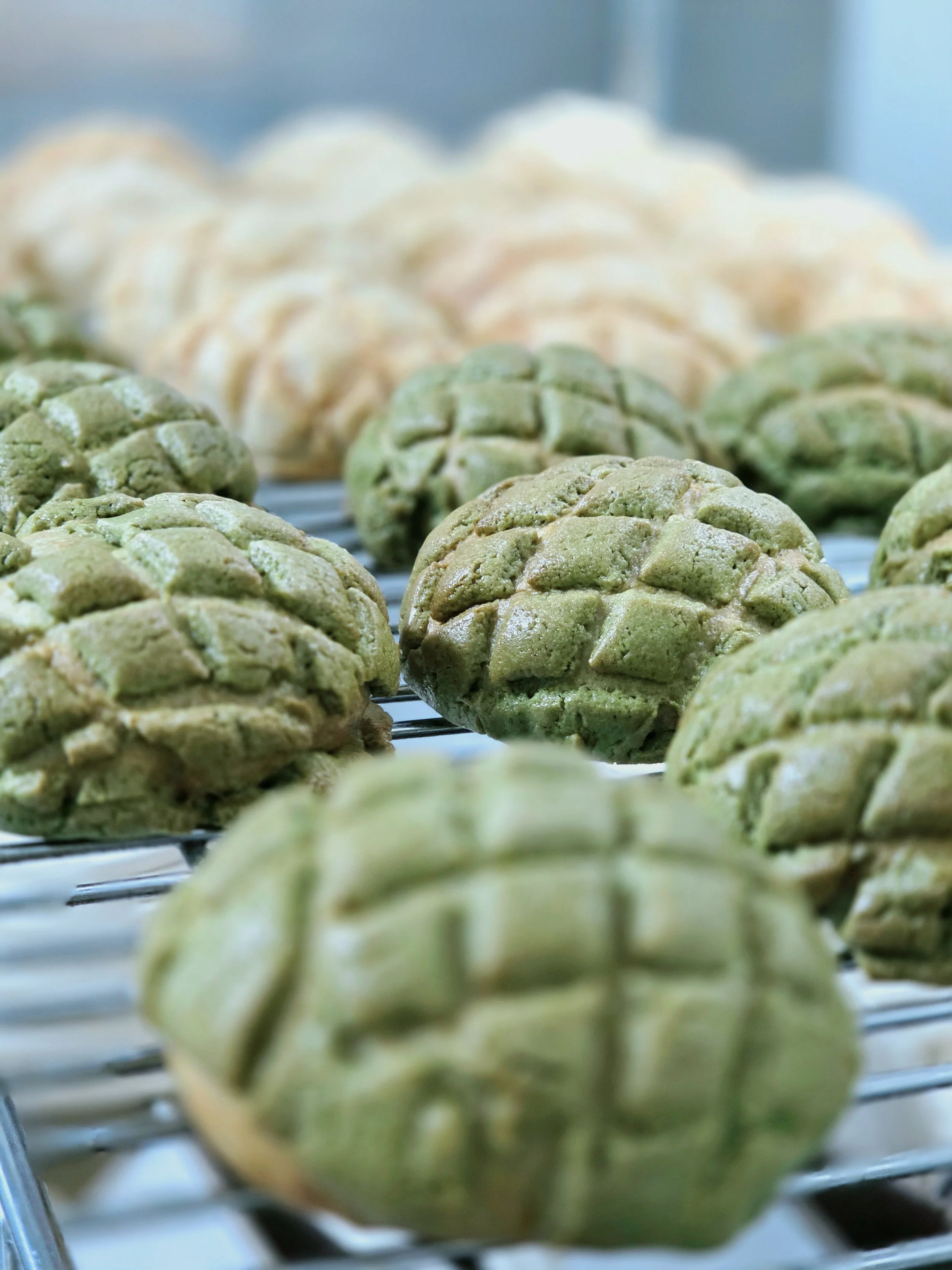 Matcha Cookie bun AKA Matcha Melonpan