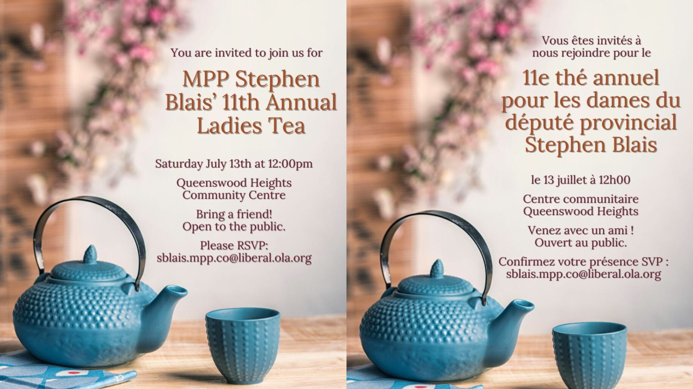 11th Annual Ladies Tea |  le 11e thé annuel pour les dames