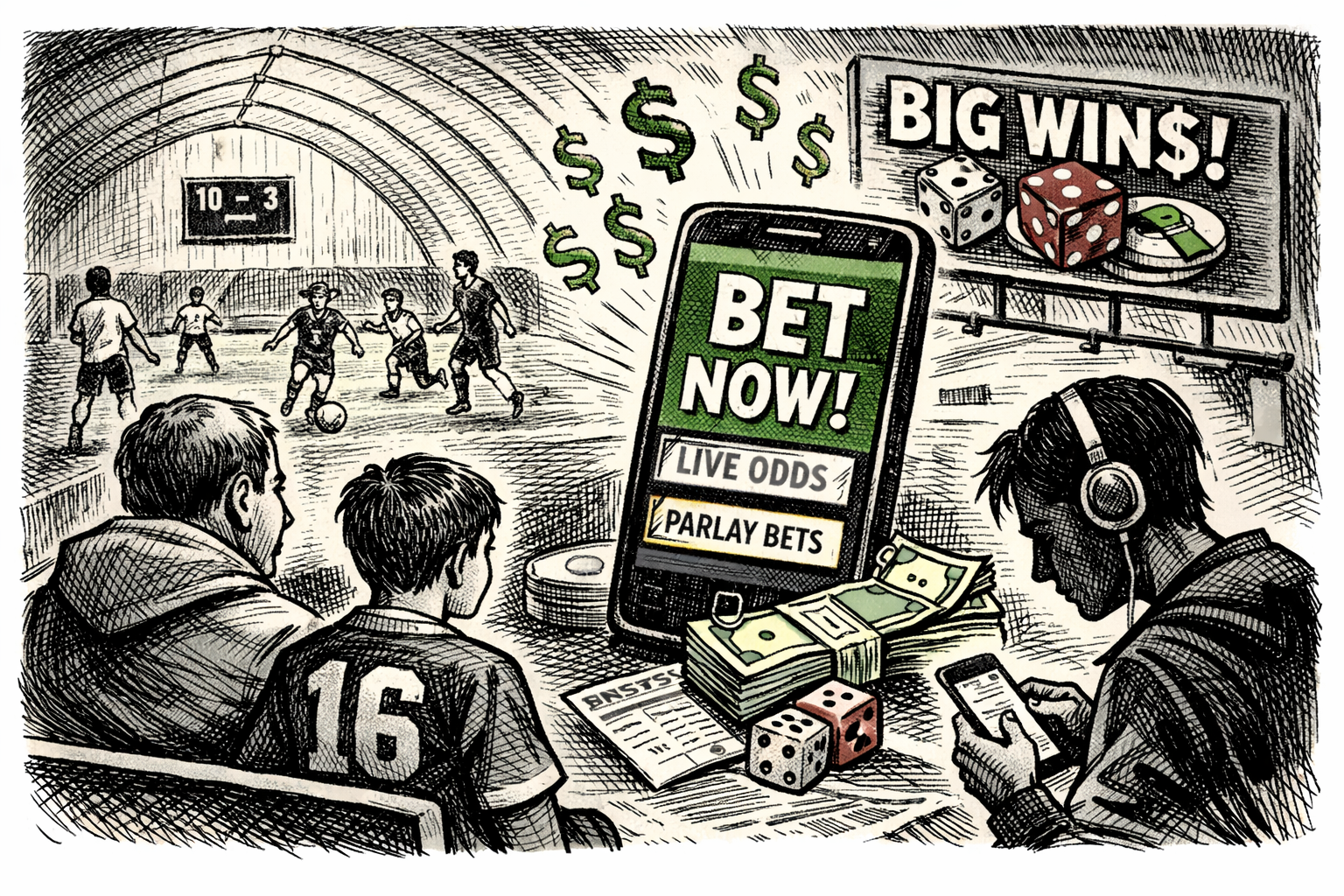 When did watching the game turn into a gambling pitch?