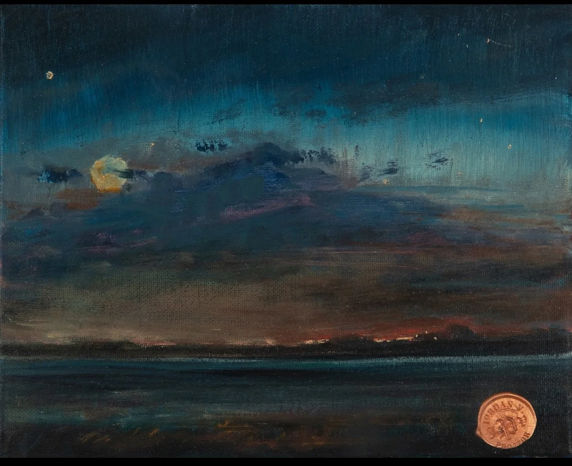 It&rsquo;s beginning to feel a bit moody outside. The winds of change are in the air. 
.
.
.
#autumn #sunset #nighttimepainting #nocturn #oilpainting