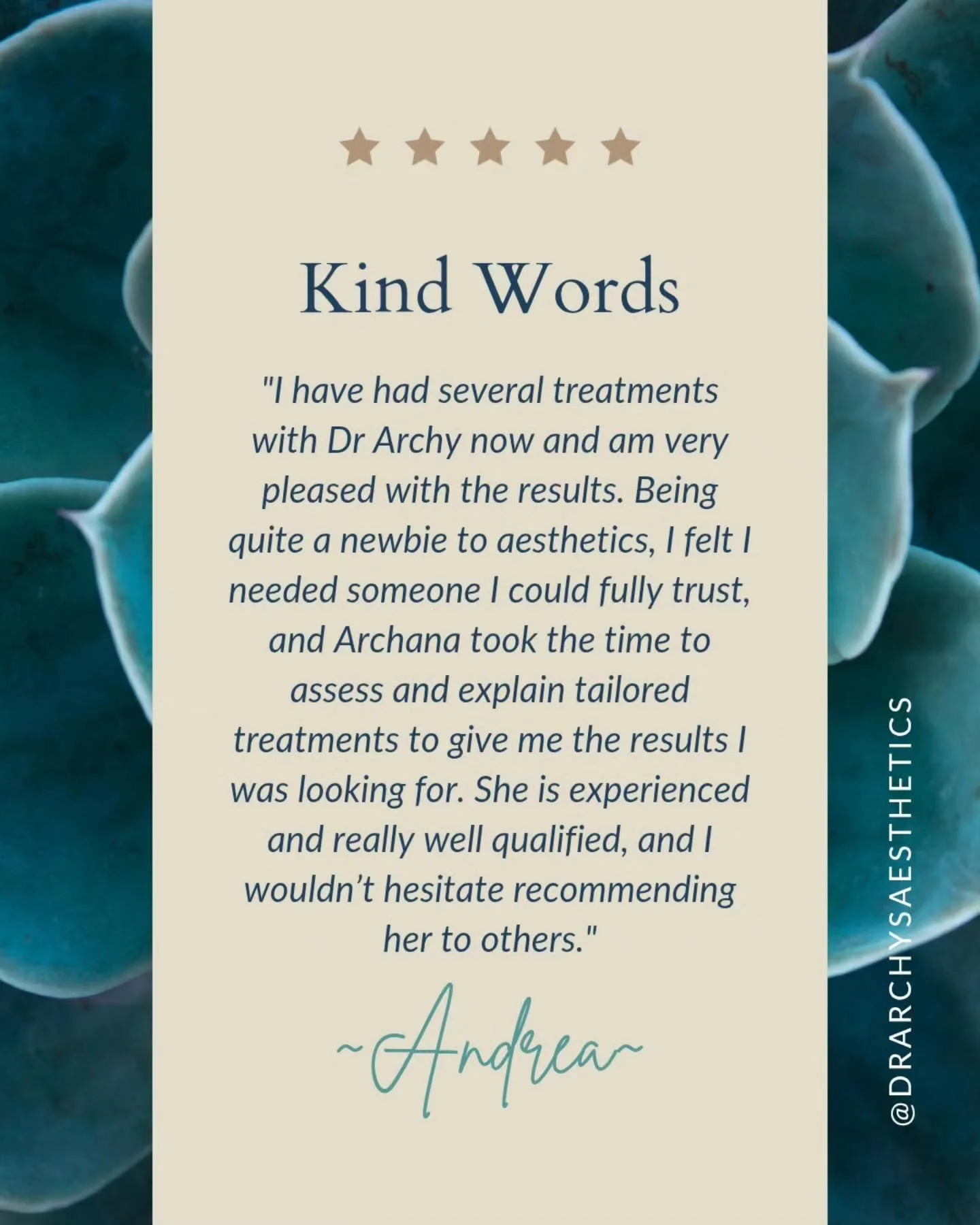 ✨ Kind Words ✨

We love hearing from our wonderful patients - thank you, Andrea, for your trust and kind feedback 💛

Every treatment plan is completely bespoke, designed to enhance your natural features while keeping results subtle and balanced.

If