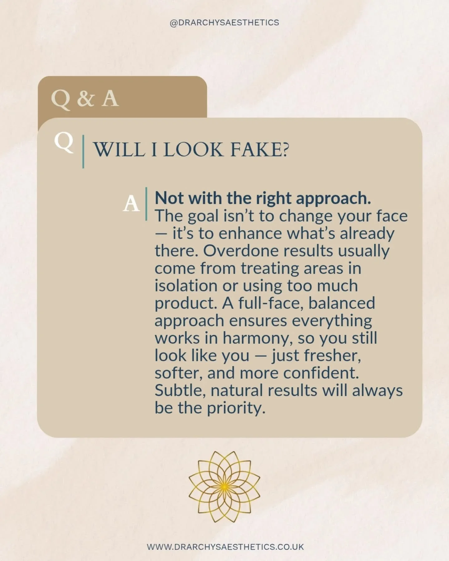 One of the biggest fears I hear&hellip; &ldquo;I don&rsquo;t want to look fake.&rdquo;

And honestly? You shouldn&rsquo;t.

Good aesthetics shouldn&rsquo;t be obvious.
It shouldn&rsquo;t change who you are &mdash; it should quietly enhance what&rsquo