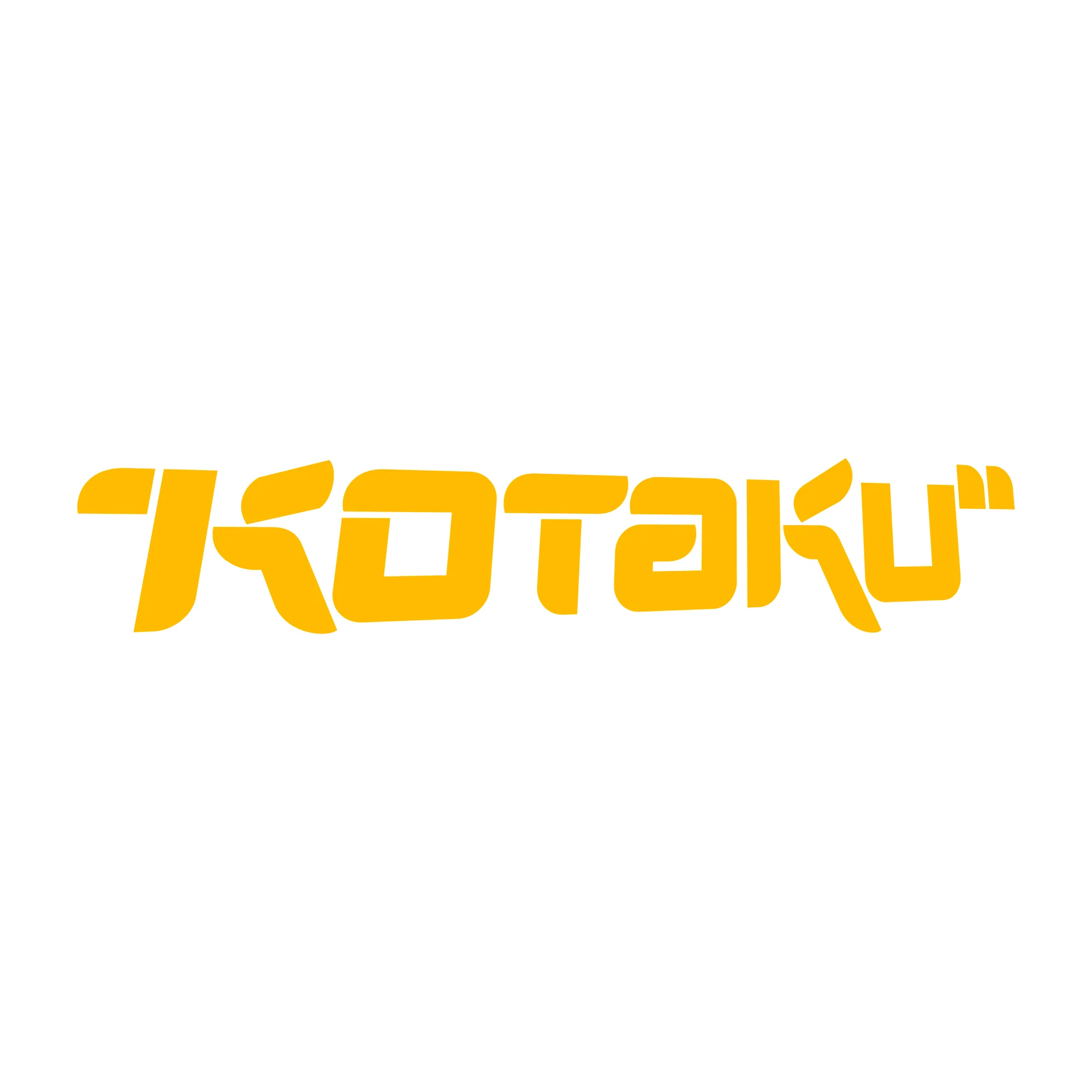 The word 'KOTAKU' written in stylized yellow font on a white circular background.
