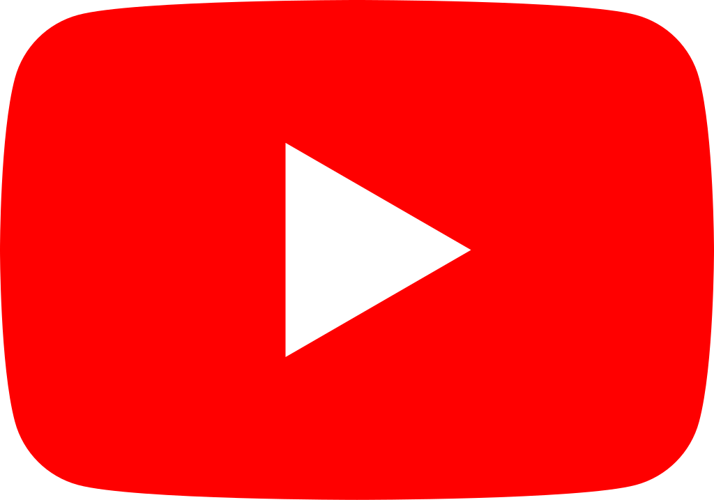 The YouTube logo, featuring a red rounded rectangle with a white play button in the center.