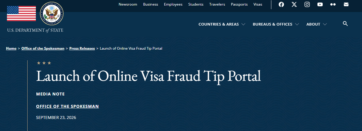 The State Department Just Opened a Public Portal for Reporting Visa Fraud… 