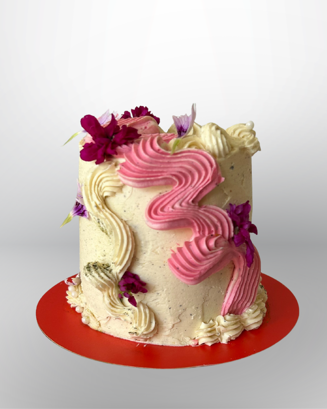 4" seasonal buckwheat chiffon cake with persimmon ginger jam and cream cheese mousse