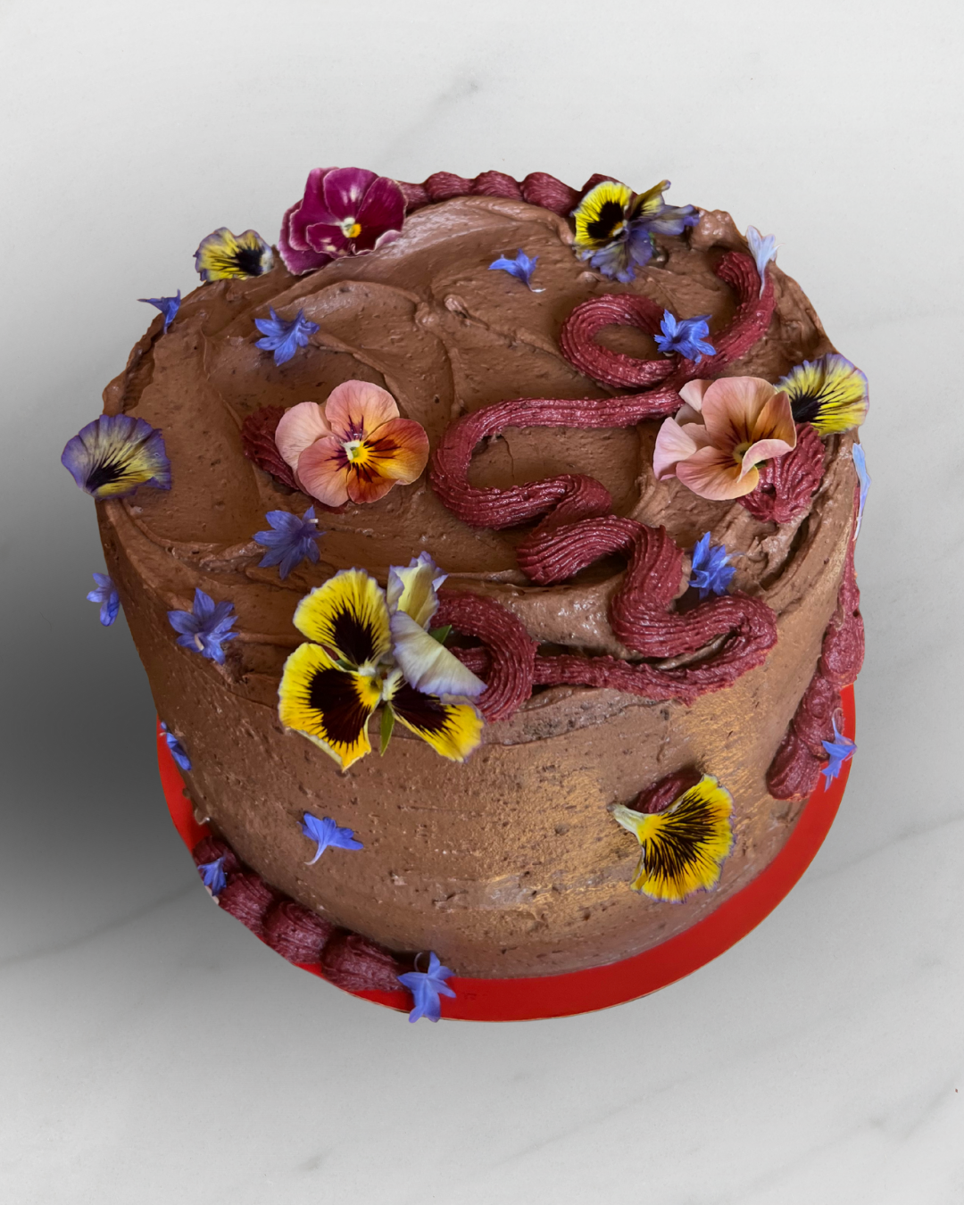 10" cake with chocolate mousse & seasonal florals