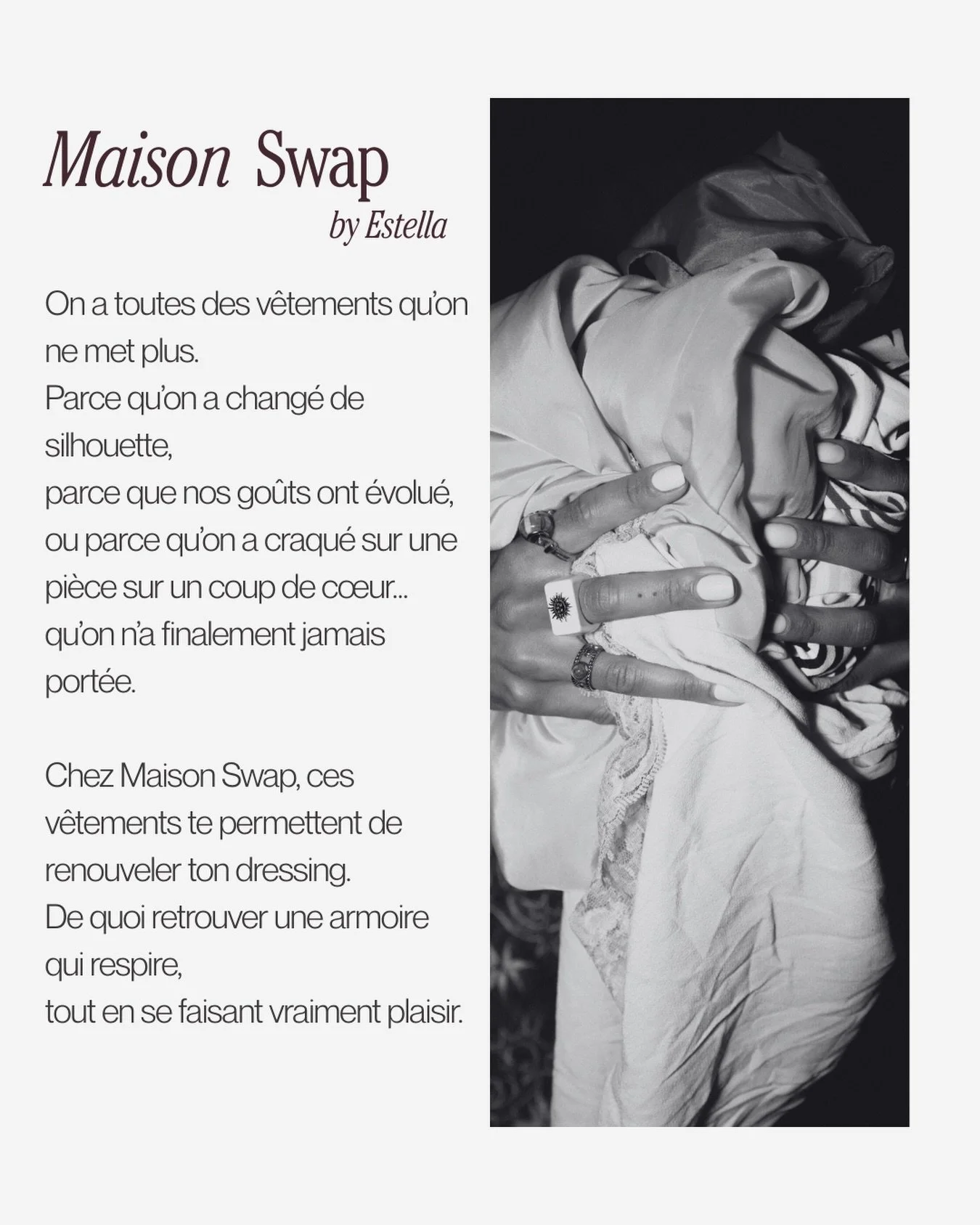 📍 Maison Swap by Estella &mdash; Malakoff

Si ton dressing d&eacute;borde mais que tu as l&rsquo;impression de ne plus rien avoir &agrave; te mettre, tu es exactement au bon endroit.