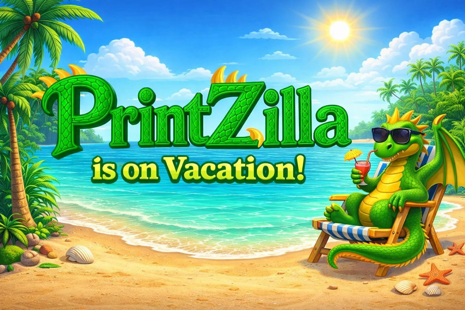 🌴☀️ PrintZilla 3D is going on vacation! ☀️🌴

We&rsquo;ll be taking a little break to recharge from February 22th through March 7th.

✅ Our website will still be open for orders!
📦 All orders placed during this time will ship after we return.

Mess